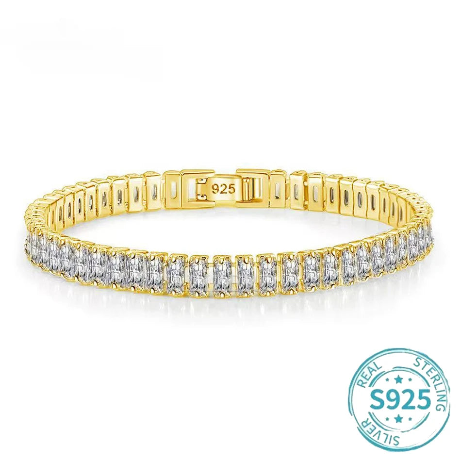 ALIZERO S925 Sterling Silber Armband Original Mehrfarbige Zirkonia Tennisarmbänder für Damen Mode Luxus Charm Schmuck