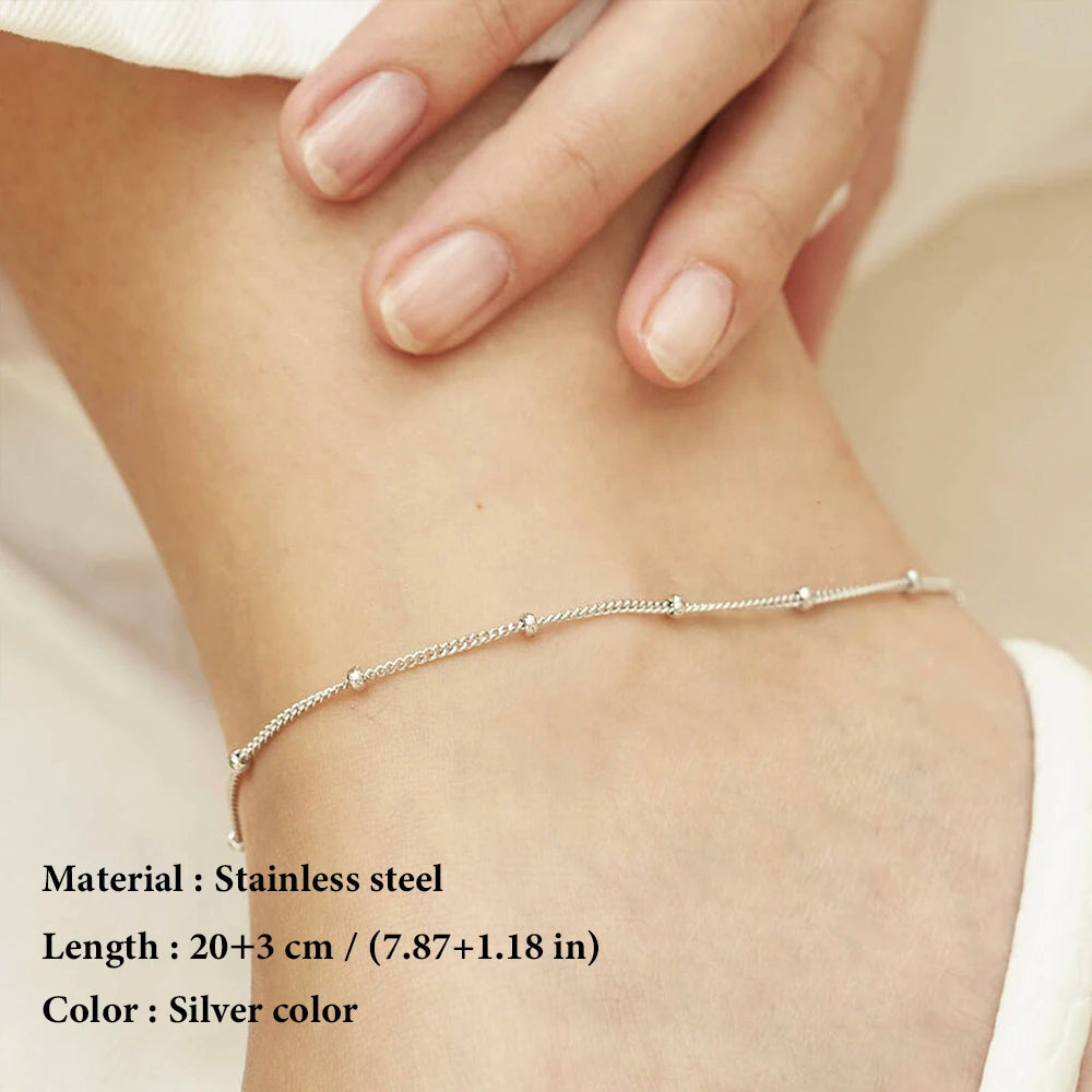 SUNIBI Fashionable Stainless Steel Minimalist Bead Decor Anklet Chain For Women Wholesale Dropshipping