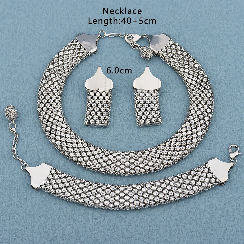 Dubai Hollow Ohrringe Halskette Schmuckset Damen Mode Luxus Punk Schmuck Choker Armband Großhandel Accessoires Party Geschenk