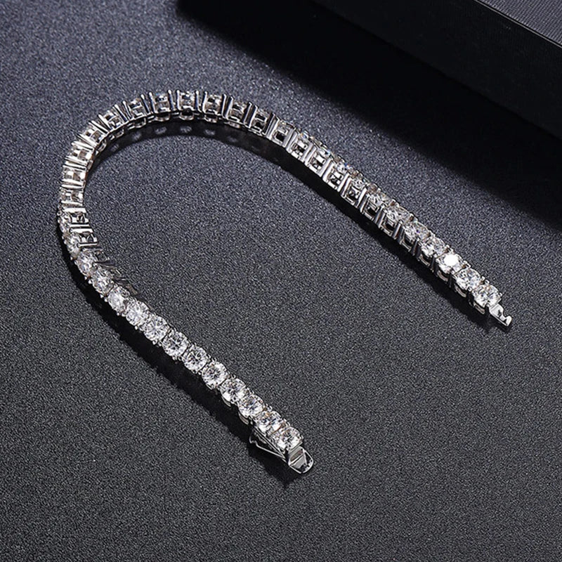 NeeTim 2mm 2.5mm 3mm 4mm Moissanit Tennisarmband 925 Sterling Silber mit Weißgold Plattiert Armbänder für Damen Herren Großhandel