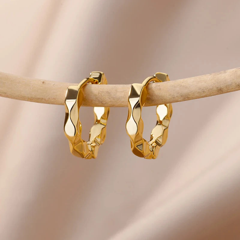Edelstahl Creolen für Damen Goldfarben Mode Perlen Piercing Ohrring 2023 Trend Neuer Luxusschmuck aretes mujer