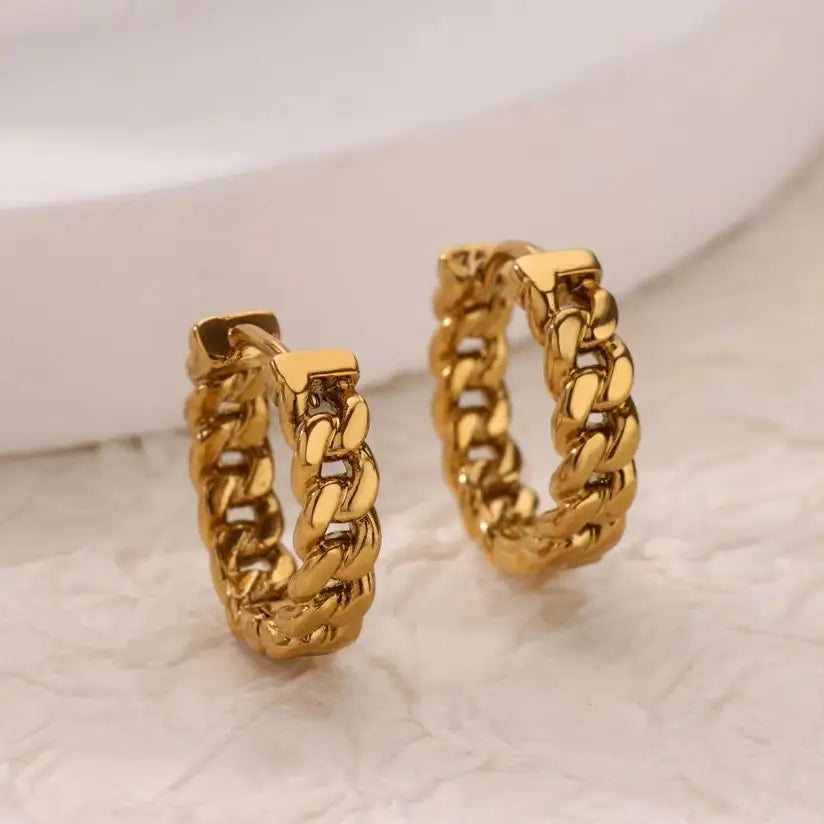 Edelstahl-Kettenohrringe für Frauen Goldfarben Geometrische Kettenohrringe Weibliche Mode Party Hochzeit Schmuck Geschenk BFF