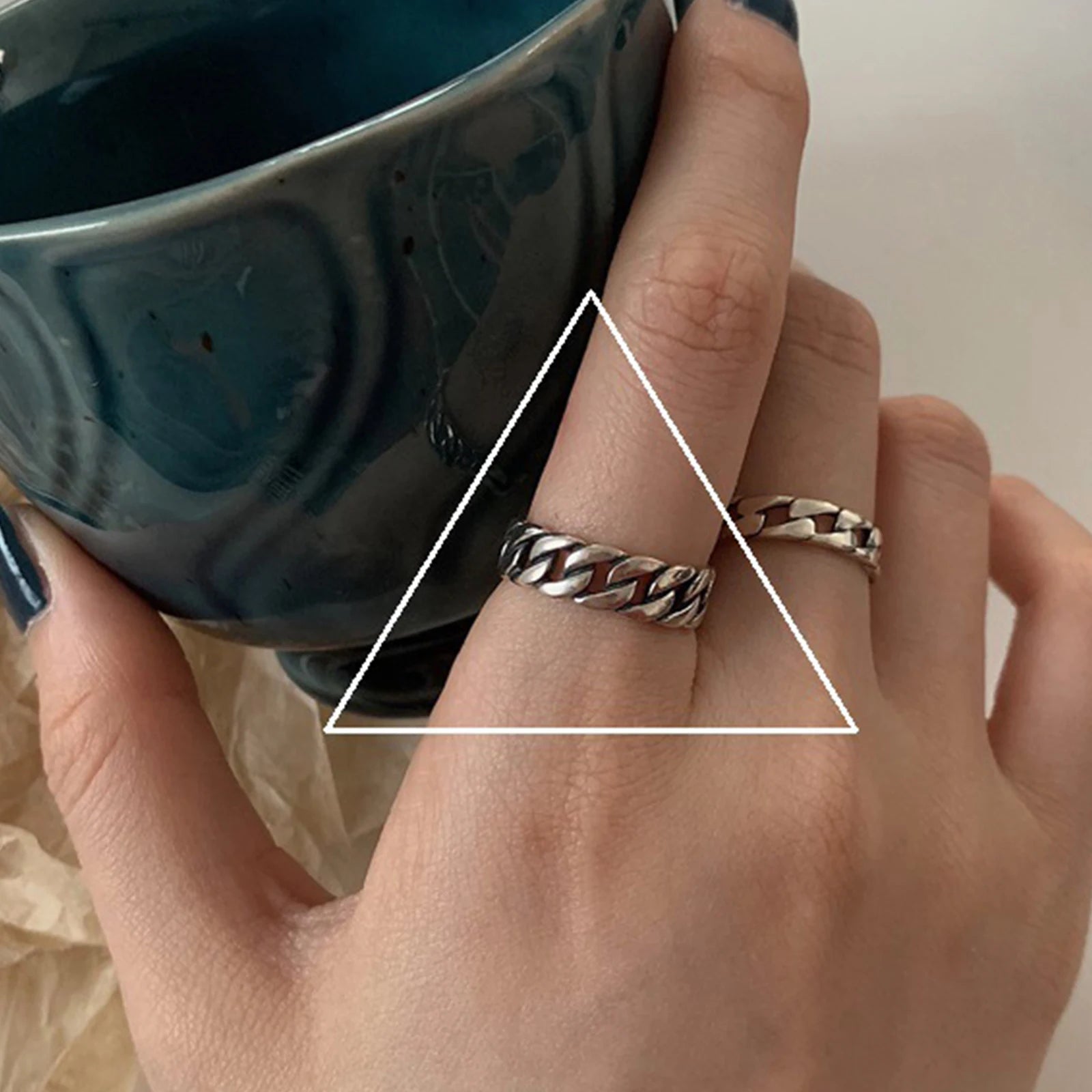 925 Sterling Silber Fingerringe Neue Mode Kreative Kreuz Hohlkette Geometrischer Party Schmuck Geschenke