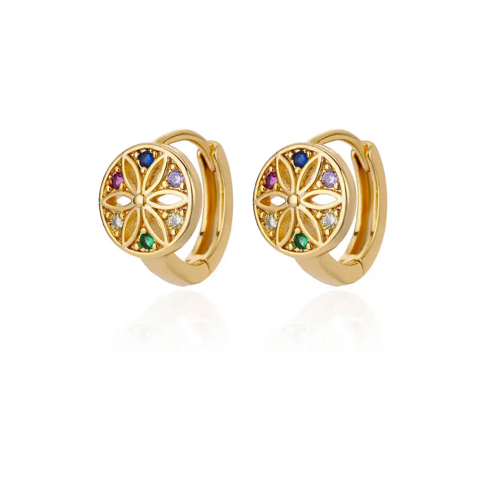 Regenbogen Zirkon Ohrringe für Damen Edelstahl Creolen 2024 Neu Trend Luxus Ästhetik Accessoires Schmuck Aretes Mujer
