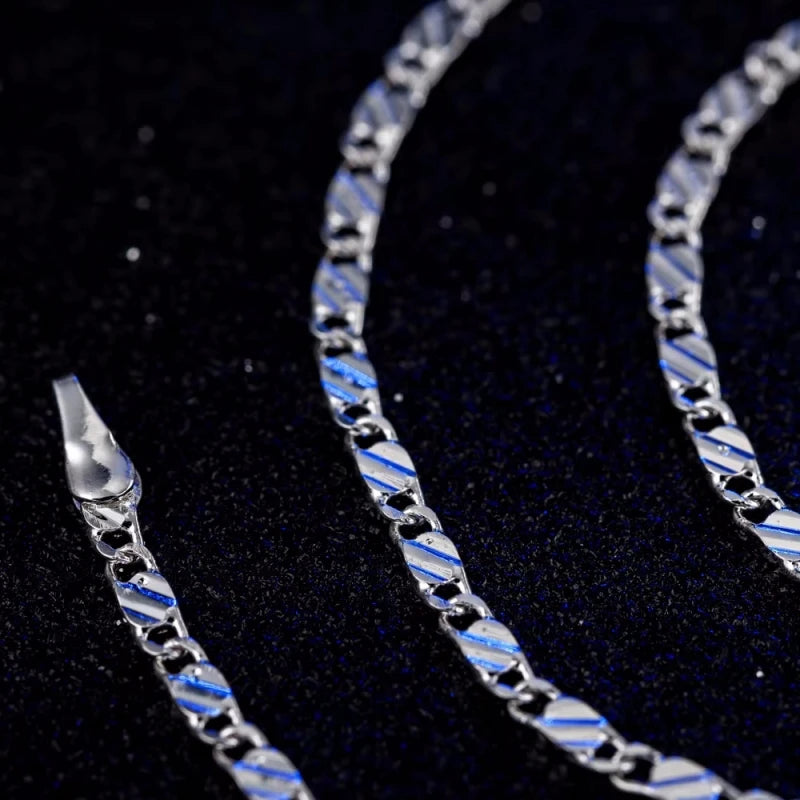 New Luxury 925 Sterling Silver Special 2MM Flat Clavicle Chains Necklaces for Men Women Wedding Jewelry Christmas Gifts 40-75cm