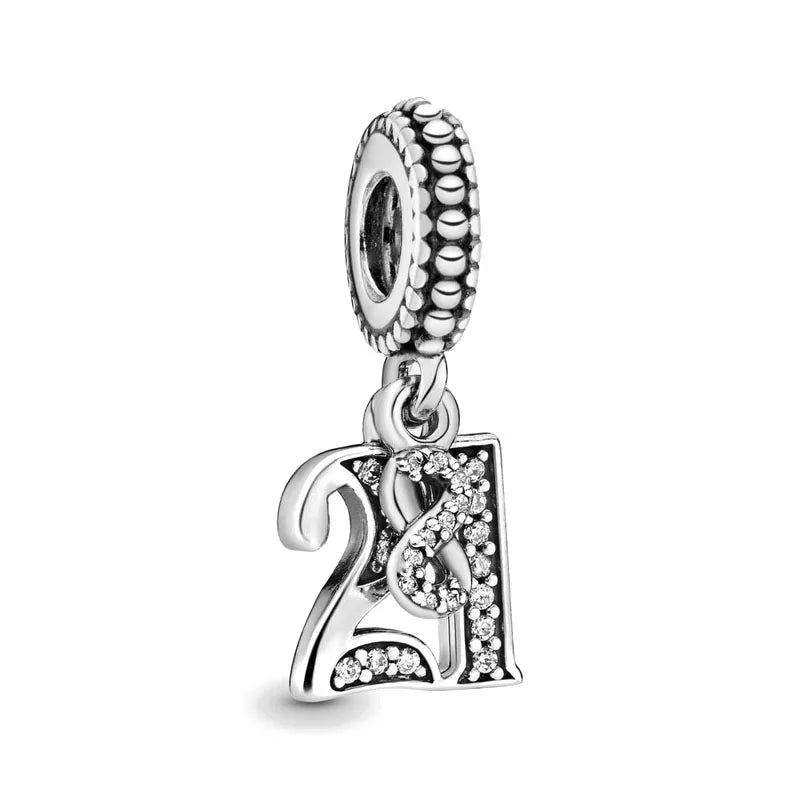 2026 Neue S925 Silber Roboter Kreuz Digital Anhänger, Geeignet für Original Armbänder, DIY Zubehör, Damen Charms Schmuck Geschenke