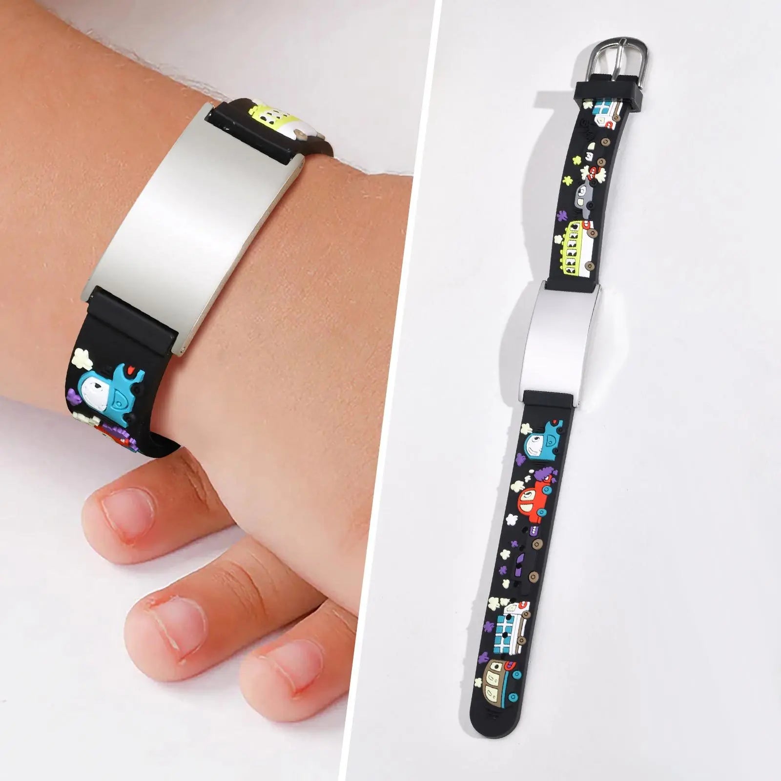 Personalisiertes Ausweiskettchen für kleine Mädchen und Jungen, Silikonarmband verstellbar, Gravierte Zitate Inspirierendes Geschenk