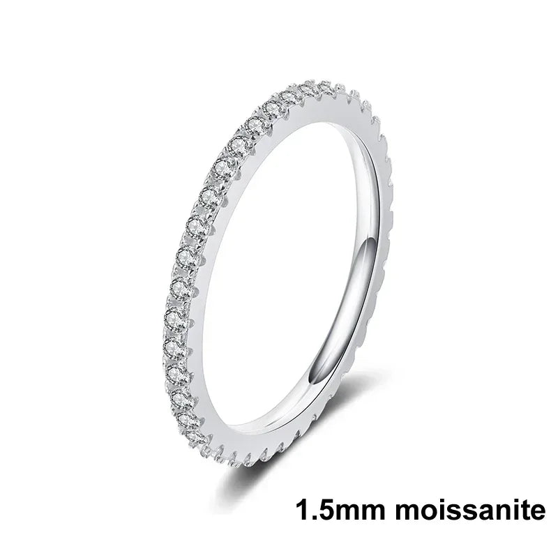 NeeTim D Color 2mm Voll-Moissanit-Diamantring für Damen Sterlingsilber 925 vergoldet Hochzeits-Brautring Schmuck
