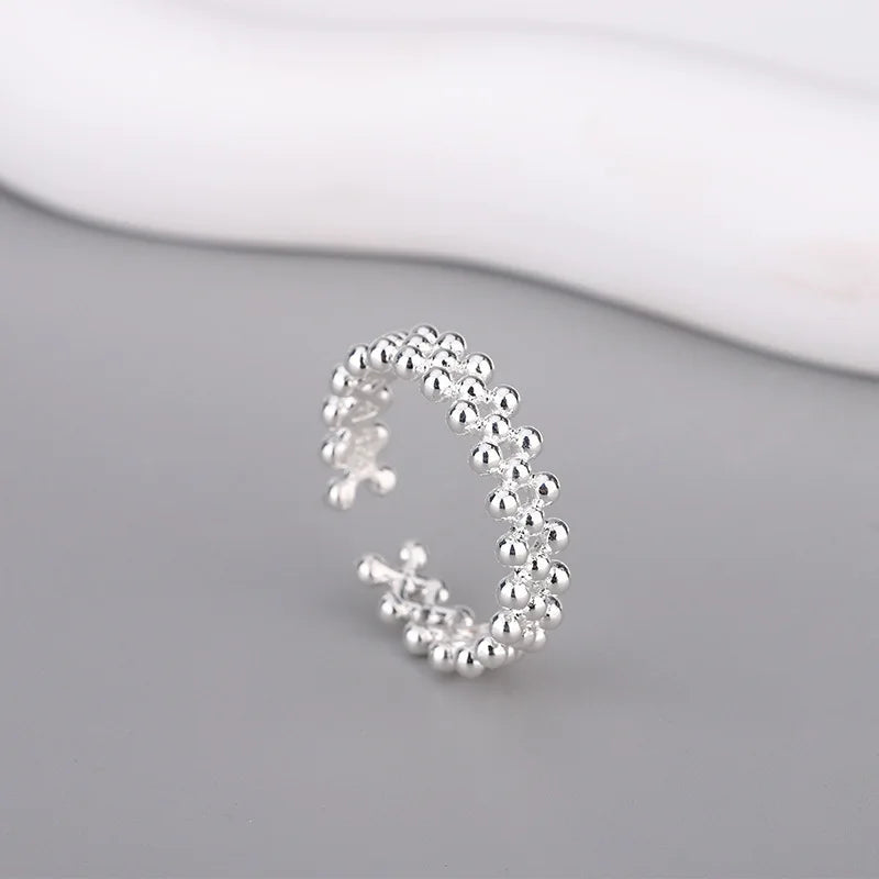 925 Sterling Silber Zweischichtiger Kugel Offener Ring Für Damen Hochzeit Luxus Qualität Schmuck Zubehör Schmuck Argent 925