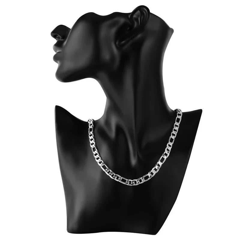 925er Sterlingsilber Armband Halskette Schmuckset Herren Und Damen Klassische 8MM Kette Mode Charme Hochzeit Feiertagsgeschenk