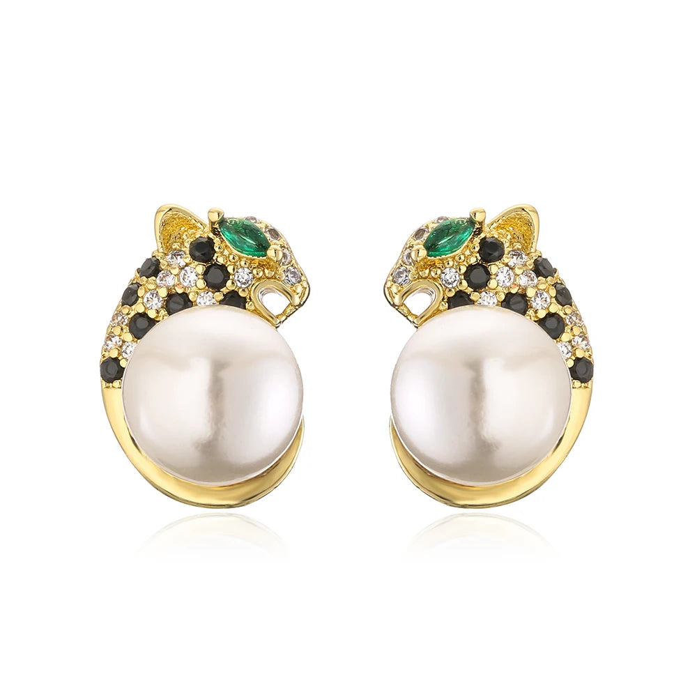 NEWBUY Mode Goldfarbe Tier Ohrhänger für Frauen Einzigartiges Design Leopard Ohrring Statement Damen Party Schmuck