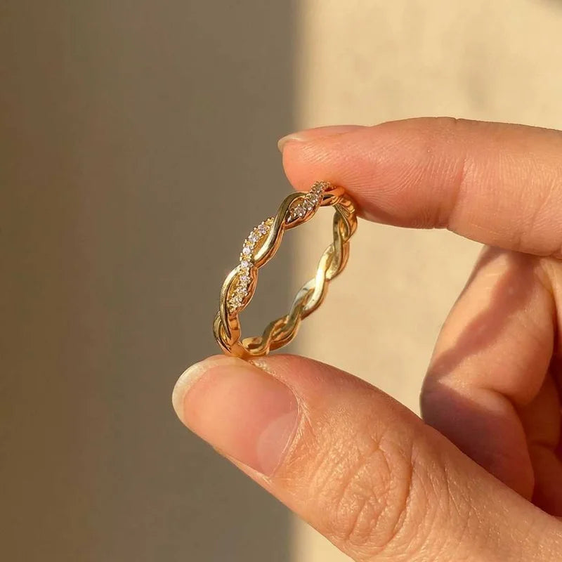 925 Sterling Silber Ehering Eternity Ringe für Damen Brillanter runder Zirkonia Dünner Eleganter Damenschmuck