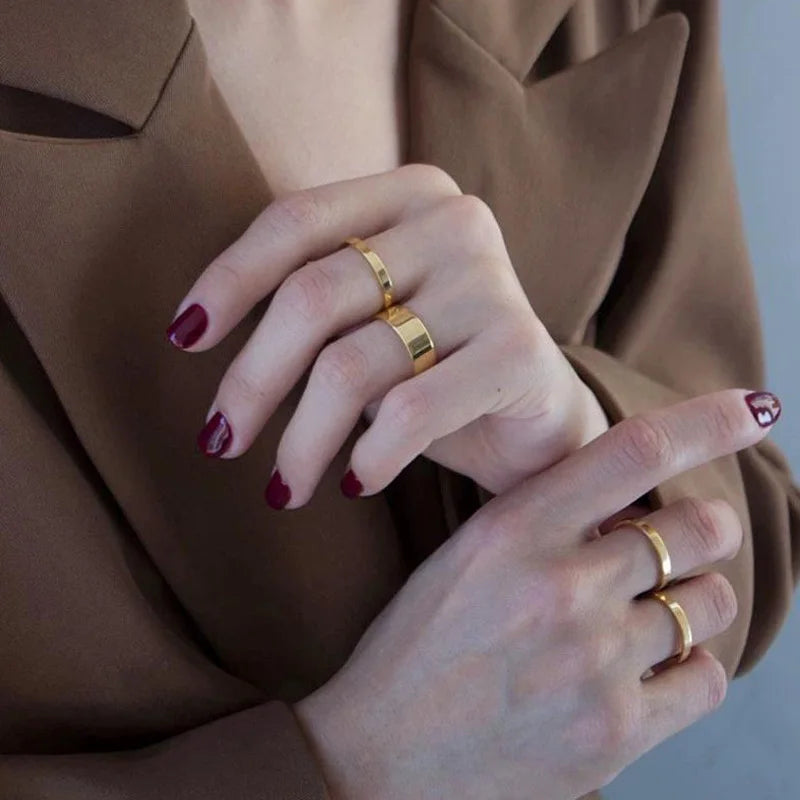 Anillo de boda de acero inoxidable de 2 mm, 4 mm, 6 mm, 8 mm para mujer, anillos planos para dedo, joyería de compromiso de moda Bijoux Femme