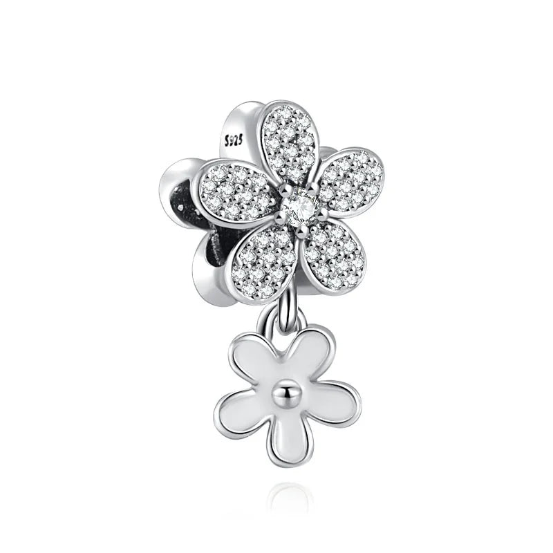 Heiß begehrtes 925er Silber Rosa Serie Blume Hundepfote herzförmiger Anhänger, passend für originale Armband DIY Accessoires, exquisiter Schmuck