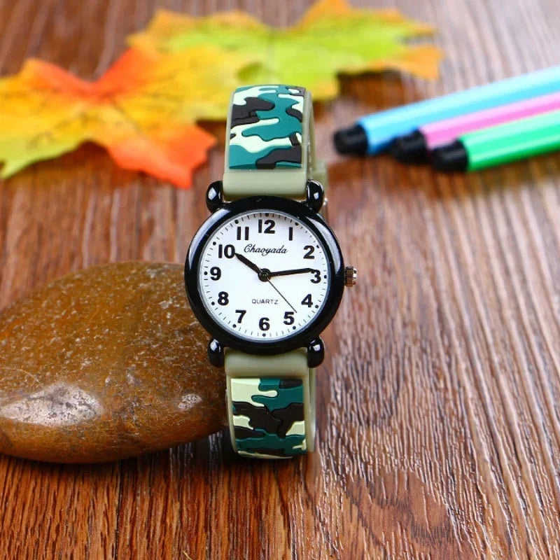 Reloj de pulsera de cuarzo con correa de camuflaje de marca para niños, relojes de dibujos animados para estudiantes, niños, niñas, deportivos, para fans del ejército, geniales, Dropshipping