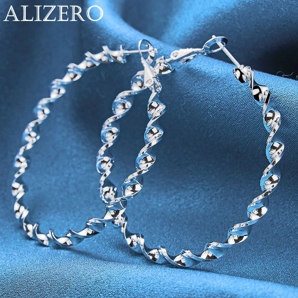 ALIZERO 925 Sterling Silber Ohrringe Einfache runde Kreolen Ohrringe für Frauen Mode Hochzeit Verlobung Charm Schmuck Geschenke
