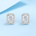 NeeTim 0.5CT 1CT 2CT Smaragd-Schliff Moissanit Ohrstecker für Damen Radiant-Schliff Braut Klassische Ohrstecker Schmuck S925 Silber Ohrringe