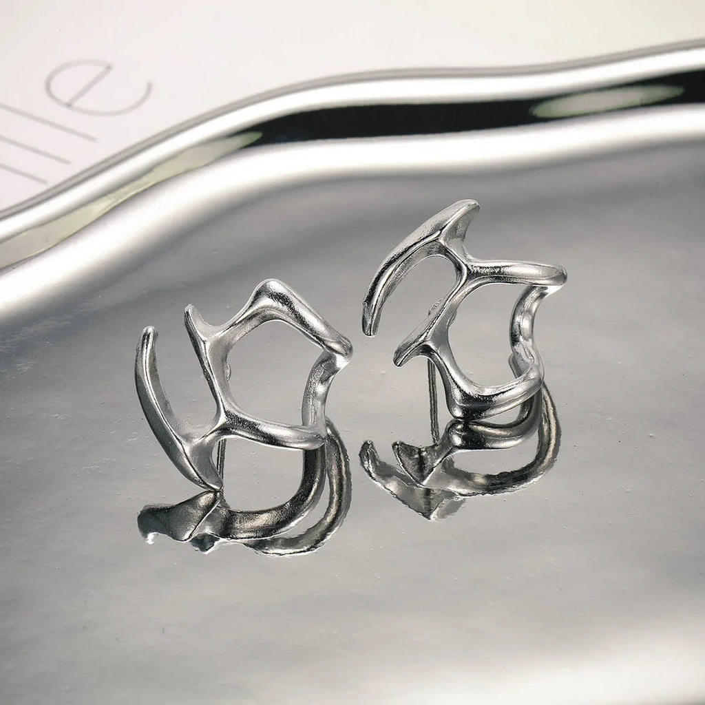 Fashion Punk Unregelmäßige Liquid Ohrringe Hip-Hop Persönlichkeit Metall Hohl Ohrringe Clip Mädchen Party Schmuck Geschenke Y2K Accessoires