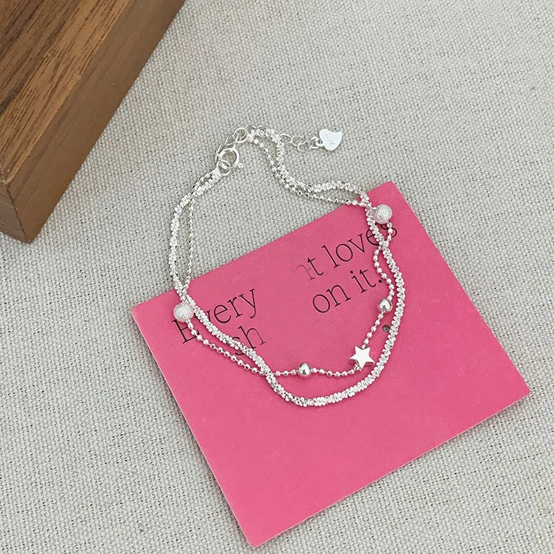 925er Sterlingsilber Sternperlen Armband für Frauen Fragmentiertes Silber Süß Romantisch Vielseitig Trend Schmuck Geschenke Dropshipping