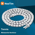 NeeTim Collar de tenis de moissanita real de plata de ley 925 para hombres y mujeres, cadena de cuello con diamantes de laboratorio, joyería fina para fiestas
