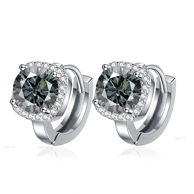 NeeTim 0,5 ct 1 ct Regenbogenfarbene Moissanit-Ohrstecker für Damen, S925 Silber, Schwarz, Blau, Rosa, Labor-Diamant-Ohrstecker für die Hochzeit