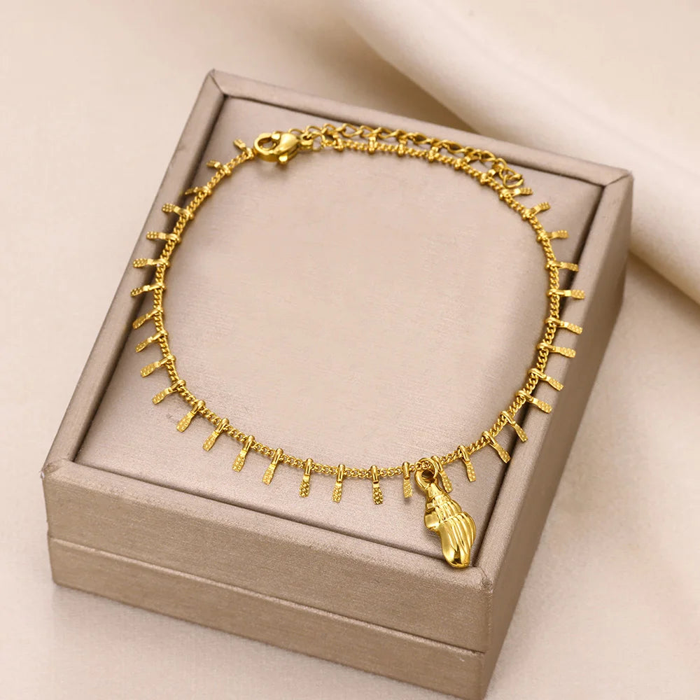 Freshwater Pearl Jewelry Set Shell Starfish Star Necklace Anklet Sets For Women Fashion Stainless Steel Chain Party Daily Gifts