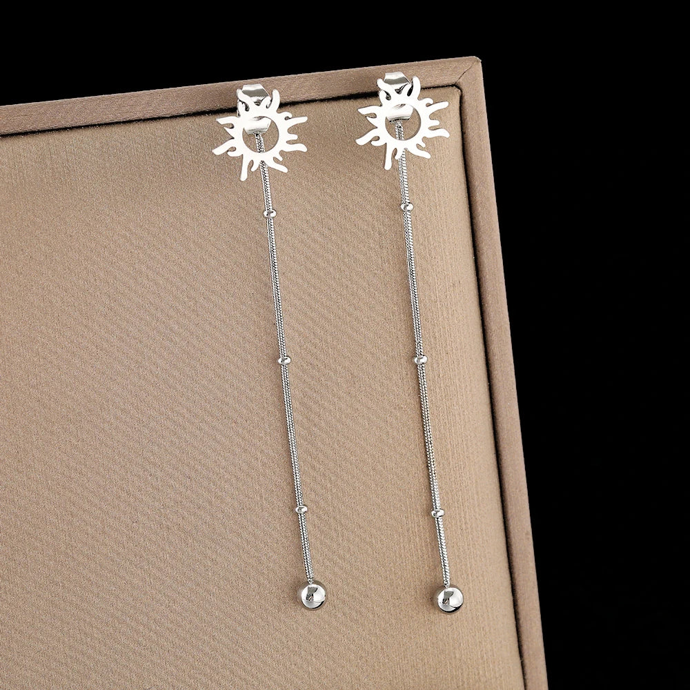 Edelstahl-Ohrringe Klassischer Sonnen-Totem Lange Schlangenkette Ohrstecker Für Frauen Schmuck Mode Beliebte Freundesgeschenke
