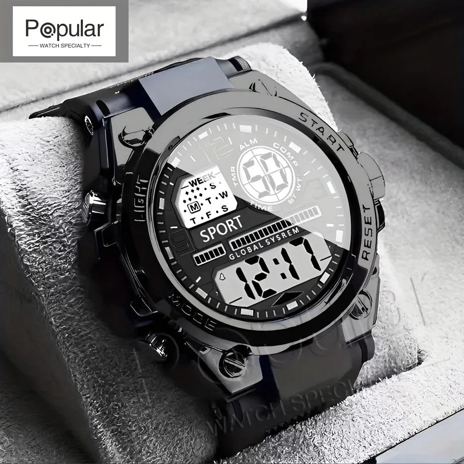 Unisex Outdoor Sports Digital Watch Big Dial LED Alarm 1237 Sport Watch for Men And Women