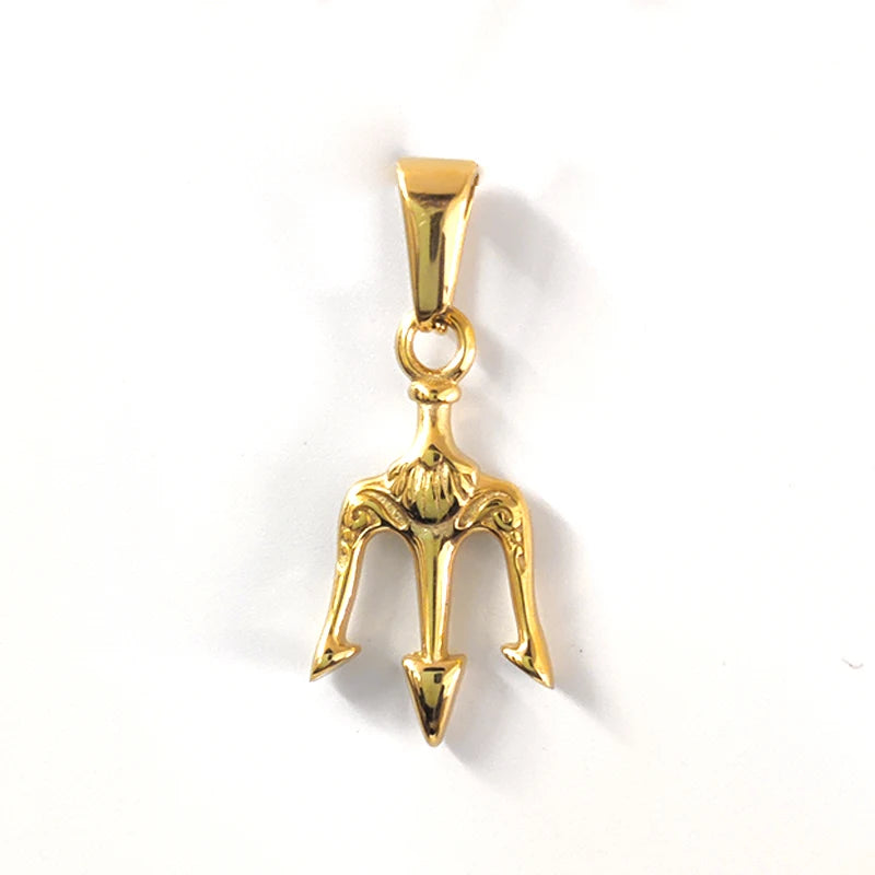 Mitología Medusa Poseidón Tridente Amuleto Acero Inoxidable Griego Antiguo Amuleto Colgante Neptuno para Hombres Colgante Tridente de Oro 18k