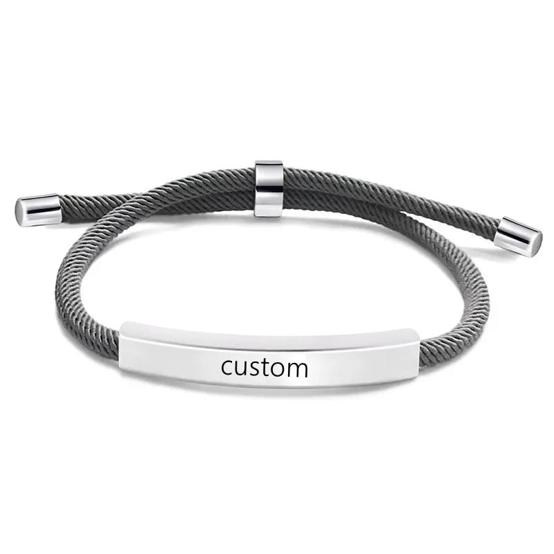 Personalisiertes Herrenarmband, verstellbarer Armreif, Edelstahl, Name, beliebiger Text graviertes Armband, Geburtstagsgeschenk für Ihn