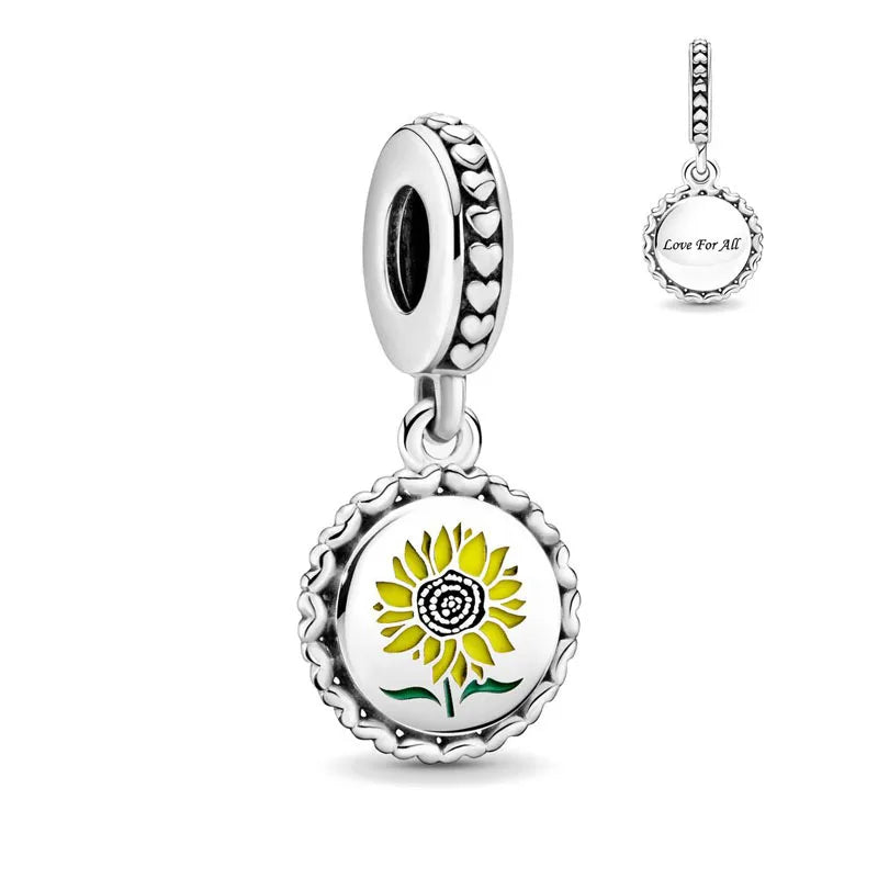 Europäisches Neues 925 Sterling Silber Frühling Neue Rosa Blume Ballon Katze Diy Perlen Charm Passend Europäische S925 Armband Armreifen