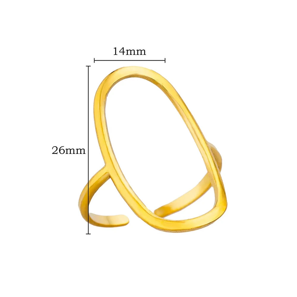 316L Edelstahlringe für Frauen Goldfarben Mehrlagiger Geometrischer Offener Ring Vintage Wasserdichter Hochzeit Ästhetischer Schmuck Geschenke