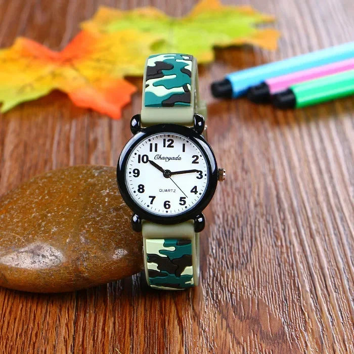 Reloj de pulsera de cuarzo con correa de camuflaje de marca para niños, relojes de dibujos animados para estudiantes, niños, niñas, deportivos, para fans del ejército, geniales, Dropshipping