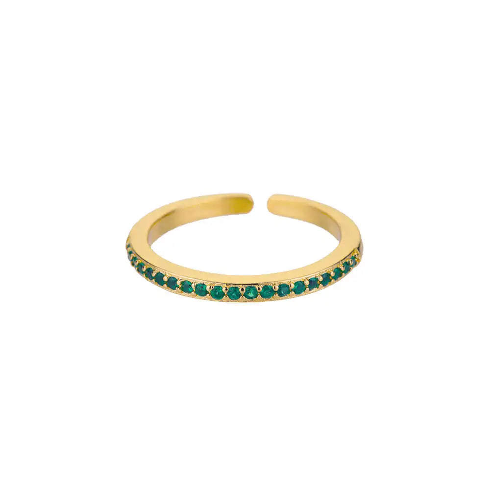 Mini Zirkon Grüne Ringe für Frauen Edelstahl Goldfarbe Verstellbarer Fingerring Verlobung Hochzeit Weihnachtsgeschenk Schmuck