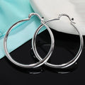 925 Sterling Silber 40mm glatte, runde Creolen für Damen, Hochzeitsfeier, elegant, luxuriöse Qualität, Schmuckzubehör