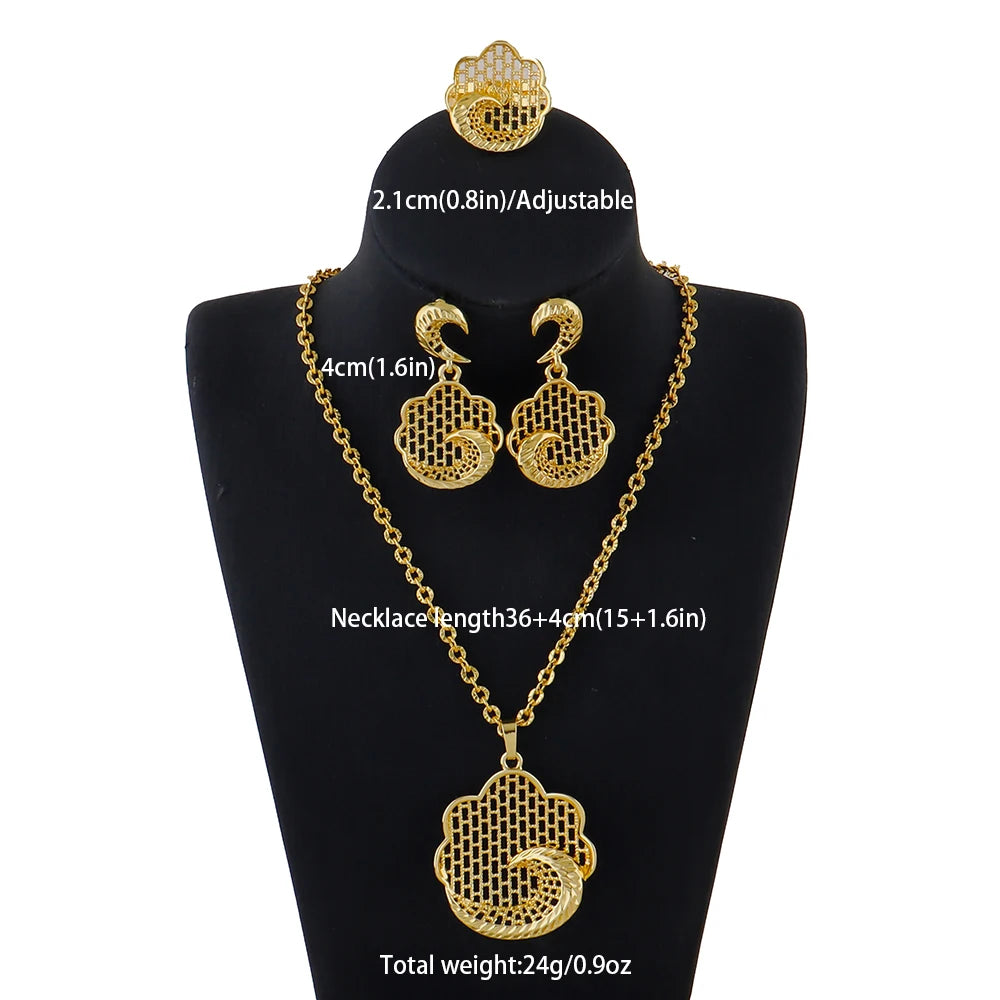 Conjunto de joyas de oro de moda, aretes de acero inoxidable, collares para mujer, regalo simple de personalidad, accesorios para fiesta de boda
