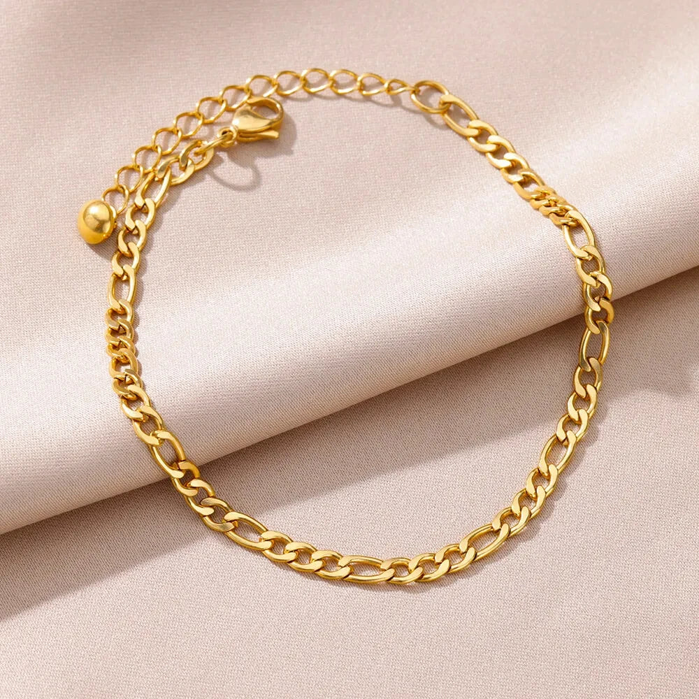 Edelstahl-Imitationsperlen-Fußkettchen für Damen, goldfarbene Kette, Knöchel-Armband, Fußkettchen, Sommer-Strandschmuck-Accessoires, Geschenk