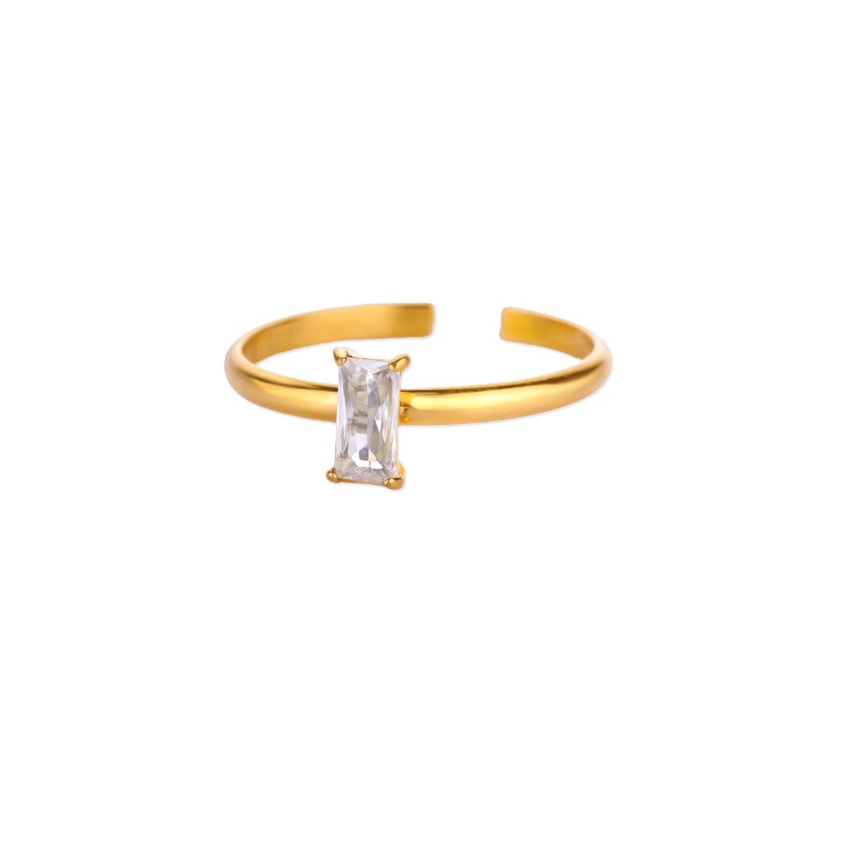 Edelstahl Geburtssteinringe für Damen Goldfarbe Zirkon Geburtsstein Öffnungsring Minimalistischer Weihnachts-Geburtstags-Schmuckgeschenk
