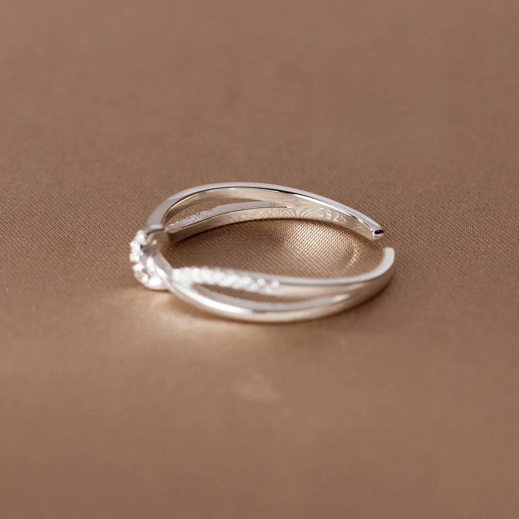 925 Sterling Silber Kreuz Verknotung Zirkon Ringe für Frauen Mädchen Hochzeit Luxus Schmuck Accessoires Schmuck Argent 925