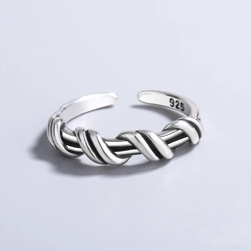 925 Sterling Silber gewundene verstellbare Ringe für Damen Hochzeit Luxus Schmuck Großhandel