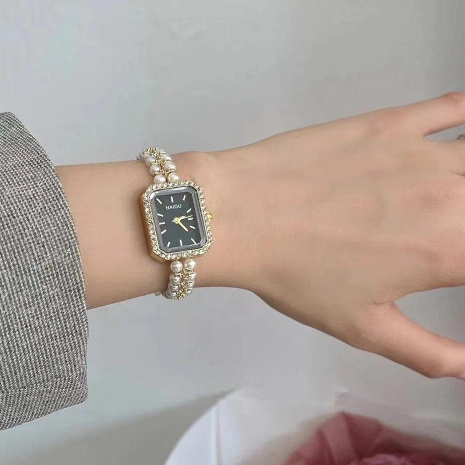 Perlenbesetztes Armband Damenuhr Luxus Damengeschenk Armbanduhr Mode Quarzuhr Dropshipping Relojes Para Mujer