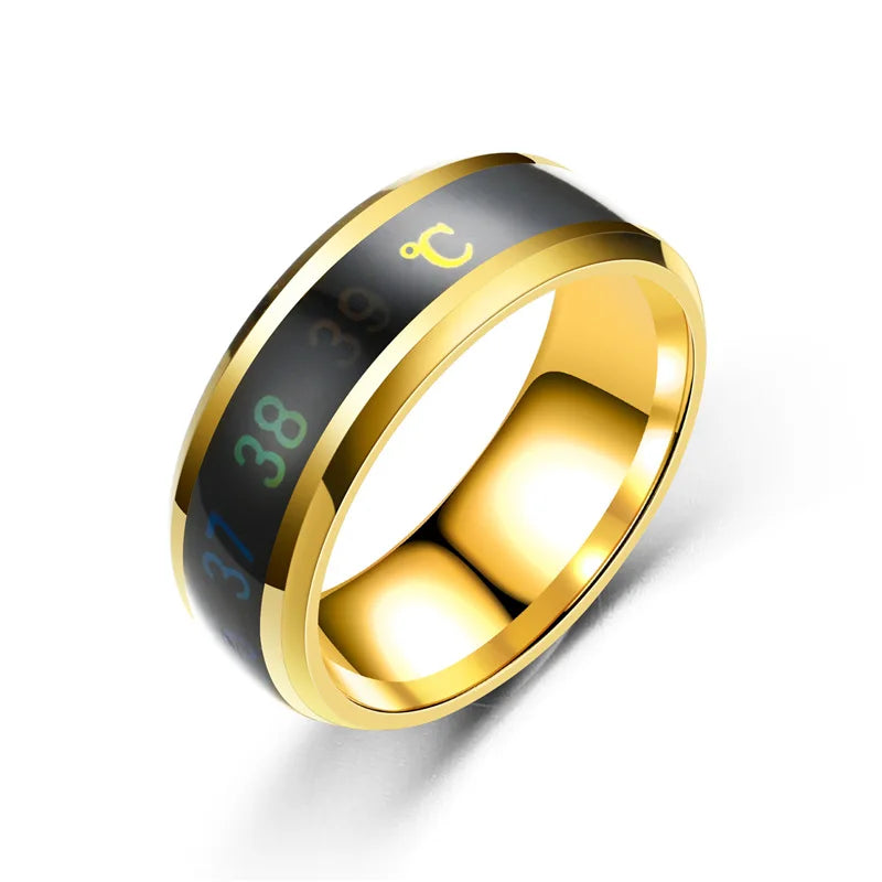 Titanstahl Temperatur Paar Ring Stimmung Emotion Gefühl Intelligente Sensible Ringe Für Frauen Männer Wasserdichter Schmuck Geschenk