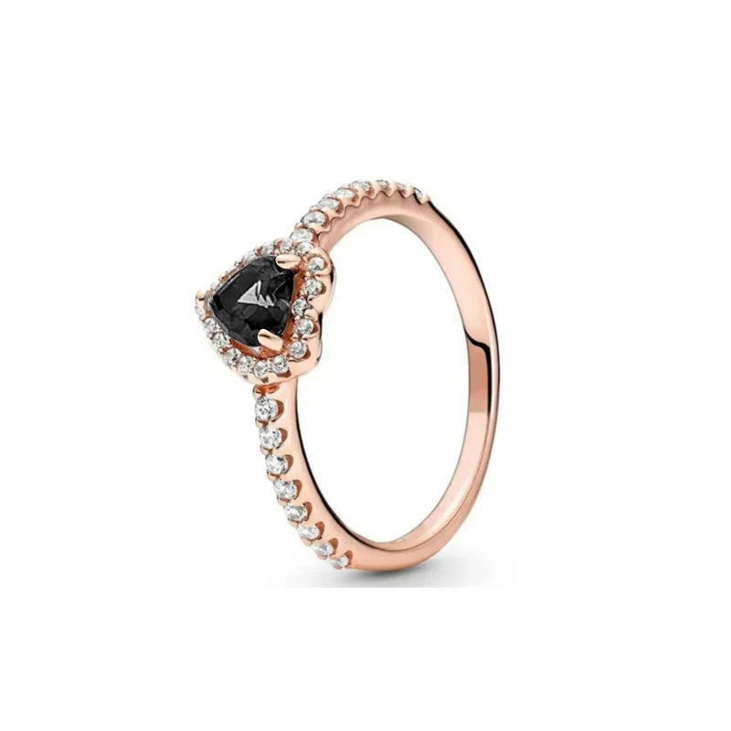 925er Silber Herz-Stein-Ring Neu Heiß Verkaufend Rosa Weiße Ringe Geeignet für jeden Anlass Passendes DIY Geburtstagsgeschenk