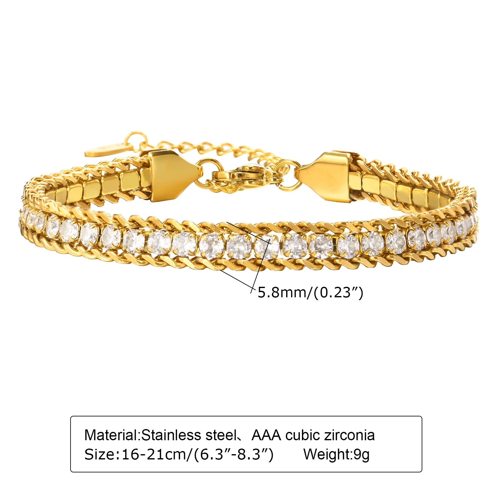 Damen-Armband aus Edelstahl, 18 Karat vergoldet, gedreht, Büroklammer-Design, verstellbares Gliederarmband, klobiger stapelbarer Lagenlook-Schmuck