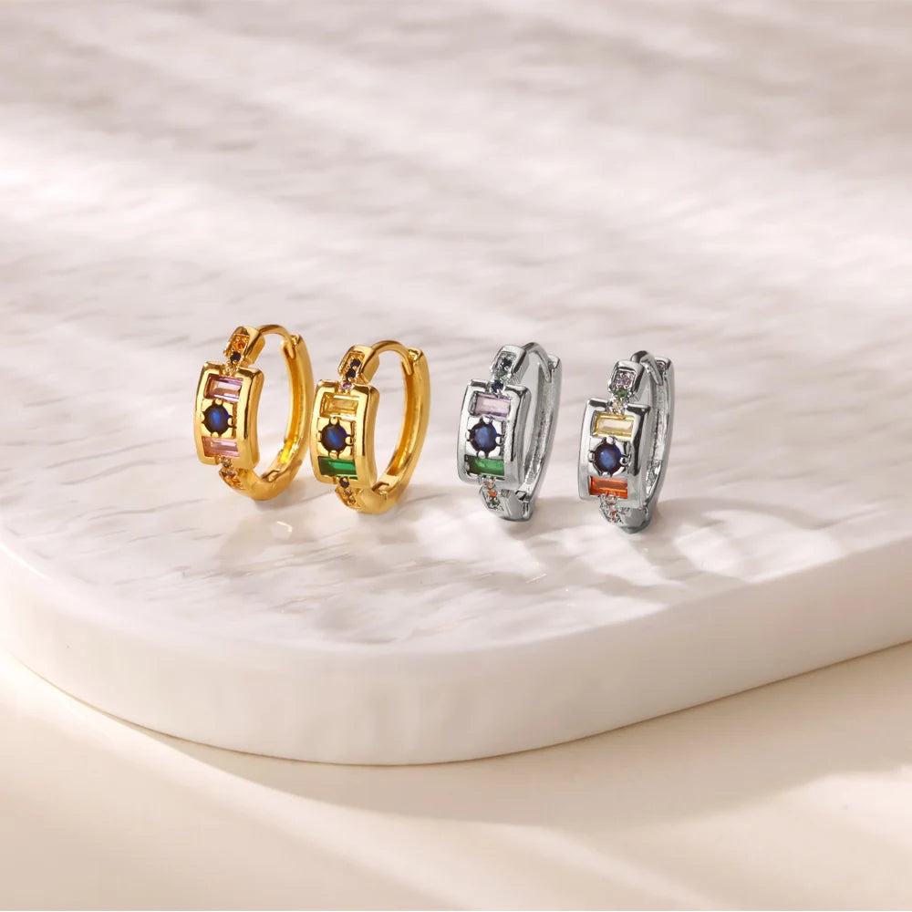 Runde glänzende Zirkonia-Ohrringe für Damen Edelstahl Goldfarben Piercing Ohrringe 2025 Neuer Modeschmuck Muttertagsgeschenk