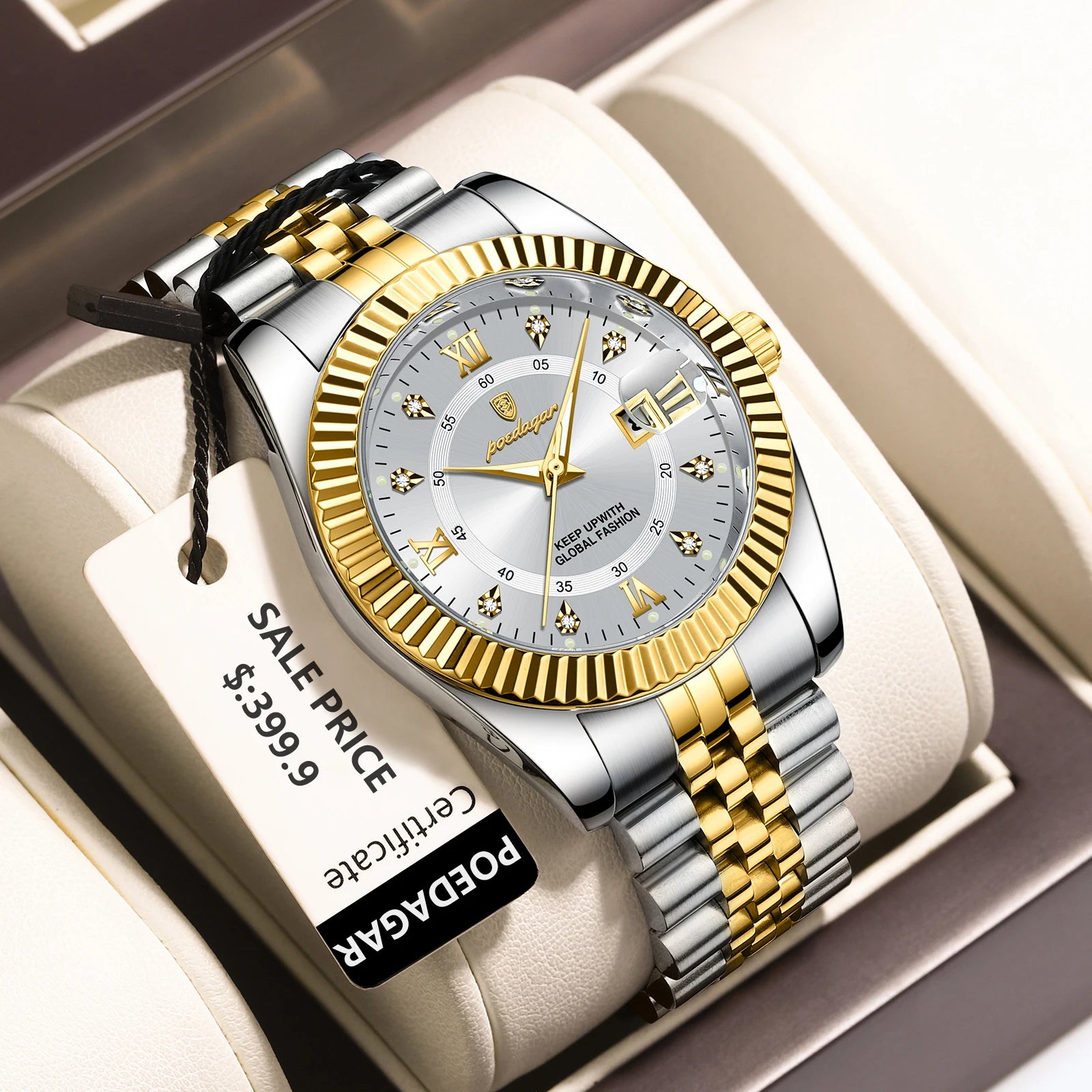 Relojes de cuarzo clásicos de lujo POEDAGAR para hombre, de acero inoxidable, con fecha, resistentes al agua, luminosos, a la moda, de negocios, para hombre