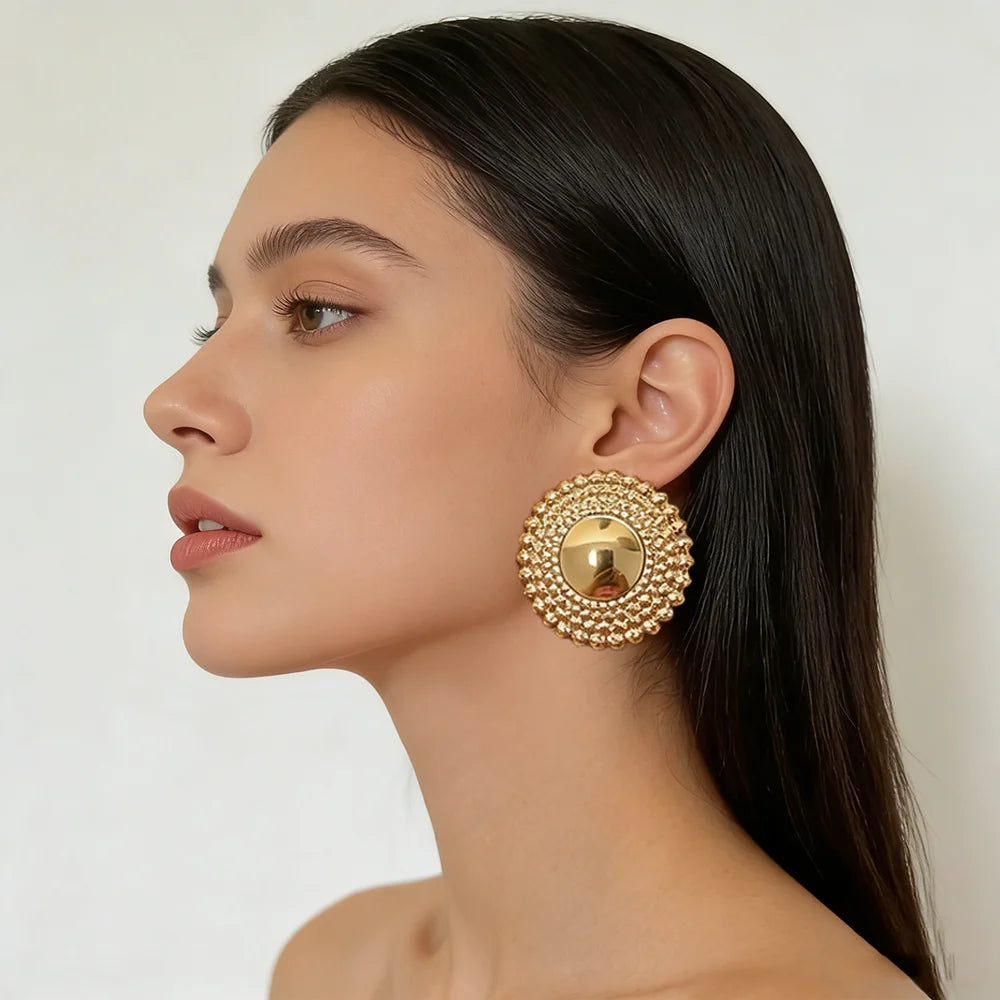 Vergoldete Ohrringe Schmuck für Damen Hochzeiten Design Kreis Clip Ohrringe für Dubai Verlobung Braut Luxus Creolen
