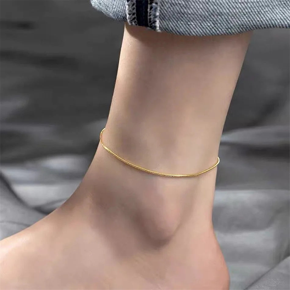 SUNIBI Edelstahl Schlangenkette Fußkettchen für Frauen Nicht Allergisch Einstellbar Sexy Bein Fuß Armband Geschenke Accessoire Dropshipping