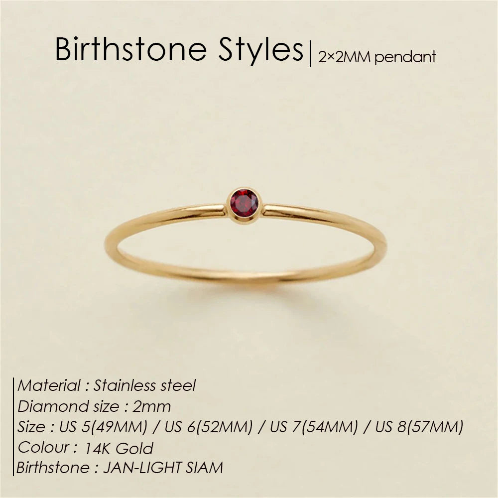 eManco Edelstahl Geburtssteinring Goldfarben Schlichter Modestil Für Damen Festival Party Geschenk