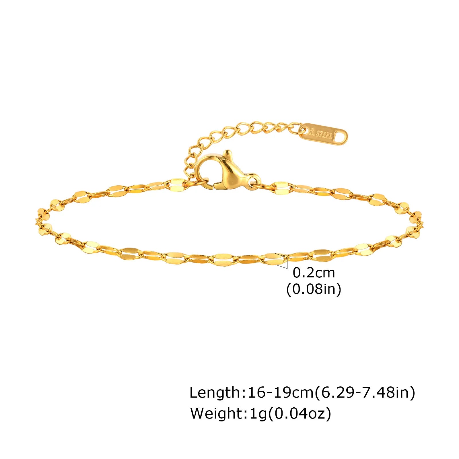 Nicht anlaufendes Edelstahlarmband vergoldet stapelbar für Damen, dünnes Fischgrätenkettenarmband wasserdichter Schmuck Geschenk